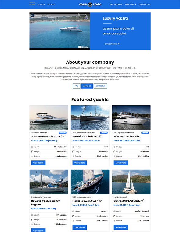 Yacht Charter Software - Website Template #3
